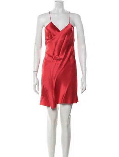 Pre-owned Michelle Mason Silk Mini Dress In Red