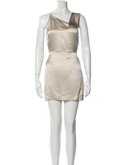 Pre-owned Michelle Mason Silk Mini Dress In White