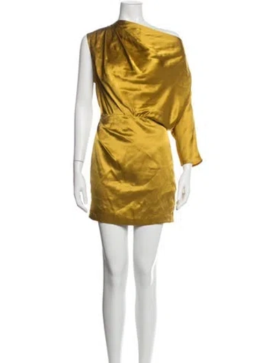 Pre-owned Michelle Mason Silk Mini Dress In Yellow