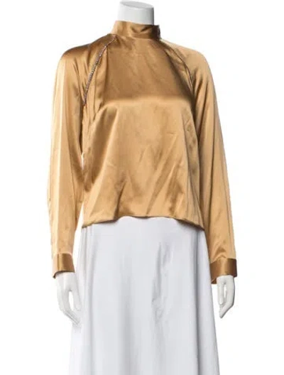 Pre-owned Michelle Mason Silk Mock Neck Top W/ Tags In Blue