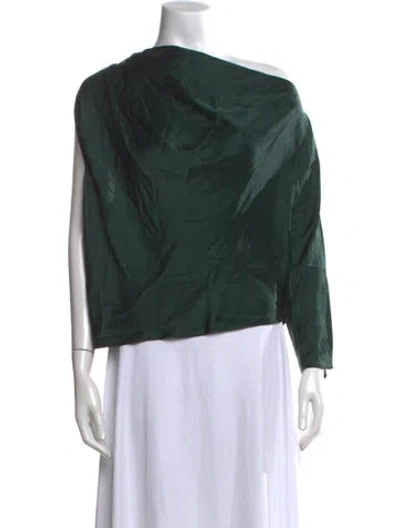 Pre-owned Michelle Mason Silk Off-the-shoulder Top In Green