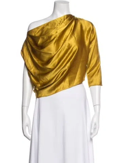Pre-owned Michelle Mason Silk Off-the-shoulder Top In Yellow