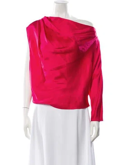 Pre-owned Michelle Mason Silk One-shoulder Blouse In Pink