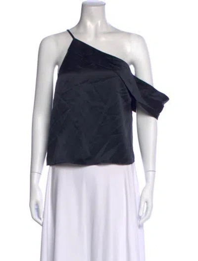 Pre-owned Michelle Mason Silk One-shoulder Top In Blue