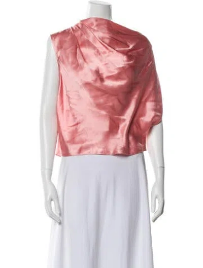 Pre-owned Michelle Mason Silk One-shoulder Top In Neutral
