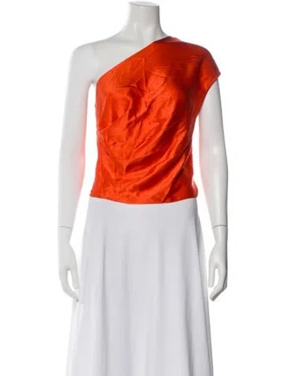 Pre-owned Michelle Mason Silk One-shoulder Top In Orange