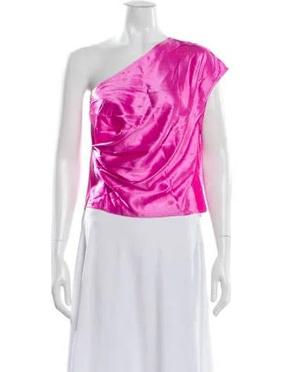 Pre-owned Michelle Mason Silk One-shoulder Top In Pink