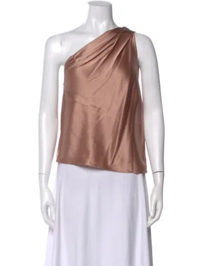 Pre-owned Michelle Mason Silk One-shoulder Top In Pink