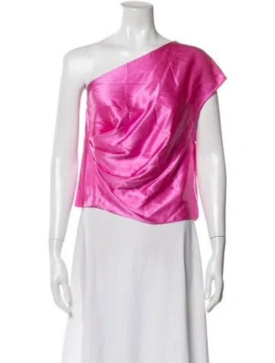 Pre-owned Michelle Mason Silk One-shoulder Top In Pink