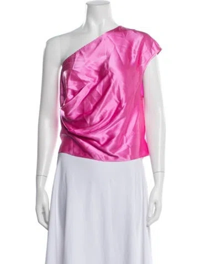Pre-owned Michelle Mason Silk One-shoulder Top In Pink