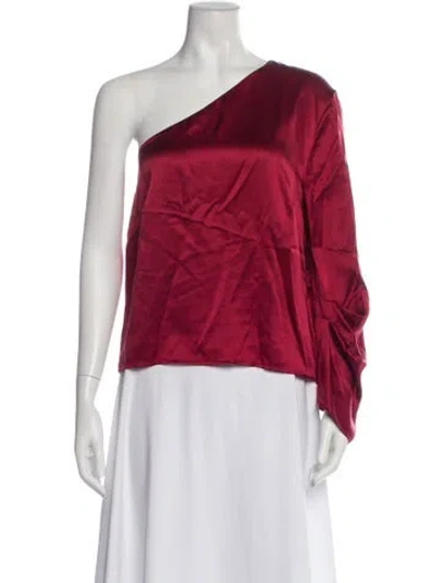 Pre-owned Michelle Mason Silk One-shoulder Top In Red