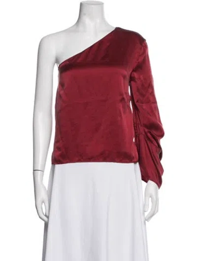 Pre-owned Michelle Mason Silk One-shoulder Top In Red