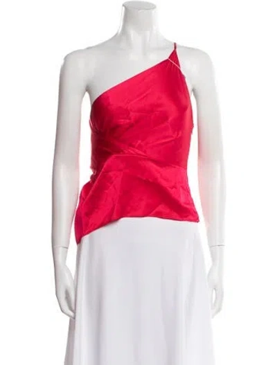 Pre-owned Michelle Mason Silk One-shoulder Top W/ Tags In Pink