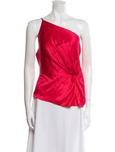 Pre-owned Michelle Mason Silk One-shoulder Top W/ Tags In Pink
