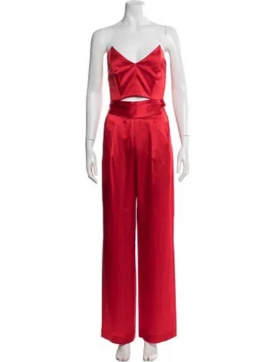 Pre-owned Michelle Mason Silk Pant Set In Red