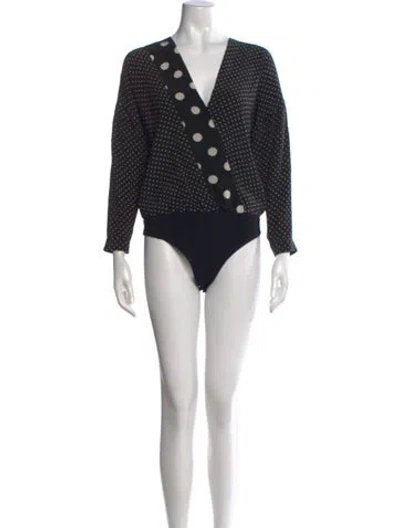 Pre-owned Michelle Mason Silk Polka Dot Print Bodysuit In Black