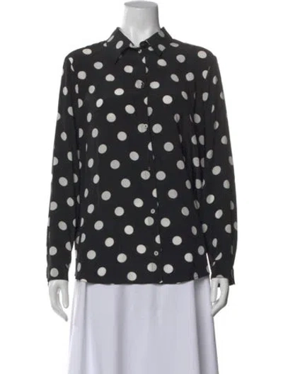 Pre-owned Michelle Mason Silk Polka Dot Print Top In Black