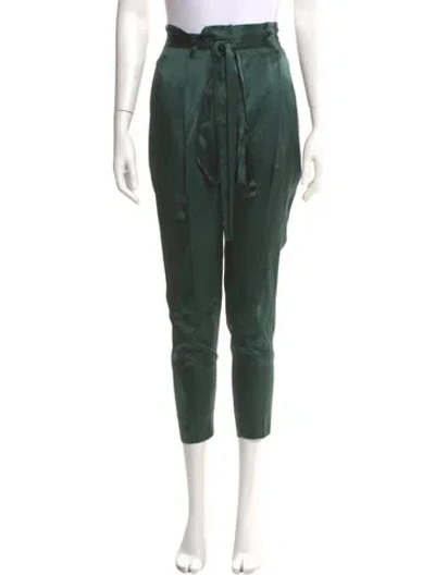 Pre-owned Michelle Mason Silk Skinny Leg Pants In Green