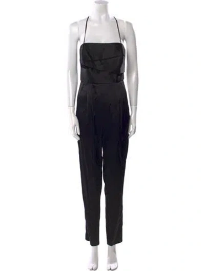 Pre-owned Michelle Mason Silk Square Neckline Jumpsuit In Black
