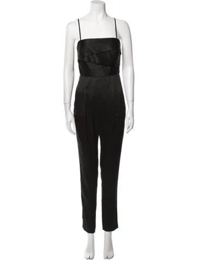 Pre-owned Michelle Mason Silk Square Neckline Jumpsuit In Black