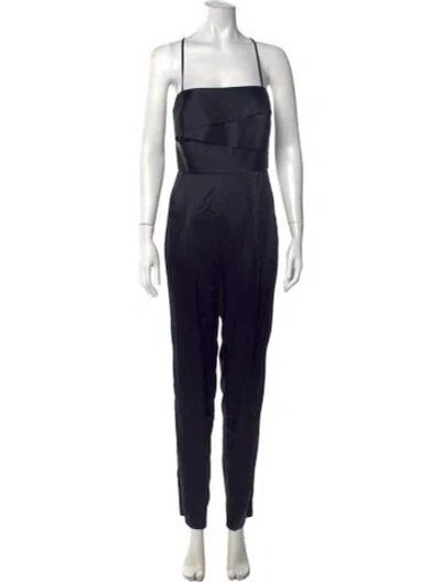 Pre-owned Michelle Mason Silk Square Neckline Jumpsuit In Black