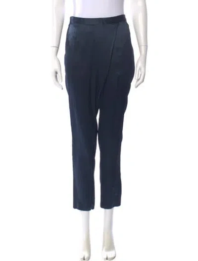 Pre-owned Michelle Mason Silk Straight Leg Pants In Blue