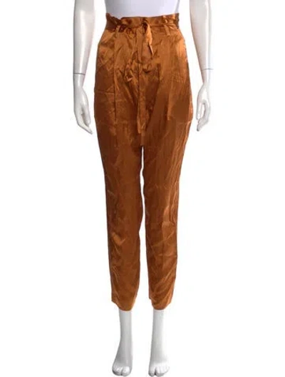 Pre-owned Michelle Mason Silk Straight Leg Pants In Orange
