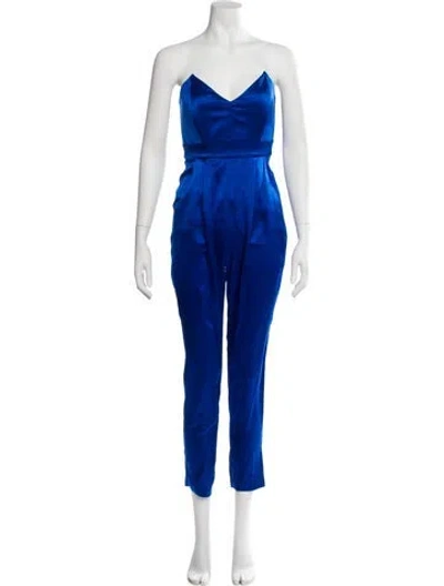 Pre-owned Michelle Mason Silk Strapless Jumpsuit In Blue