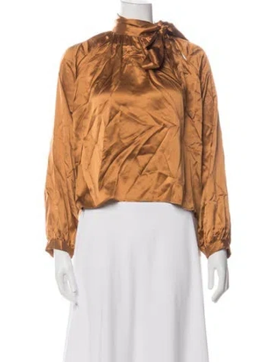 Pre-owned Michelle Mason Silk Tie Neck Blouse In Multi