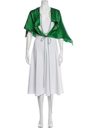 Pre-owned Michelle Mason Silk Tie Neck Top In Green