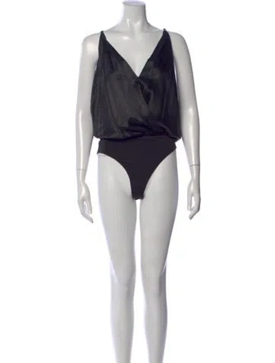 Pre-owned Michelle Mason Silk V-neck Bodysuit In Multi