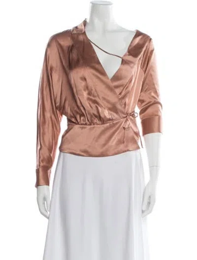 Pre-owned Michelle Mason Silk V-neck Top W/ Tags In Orange