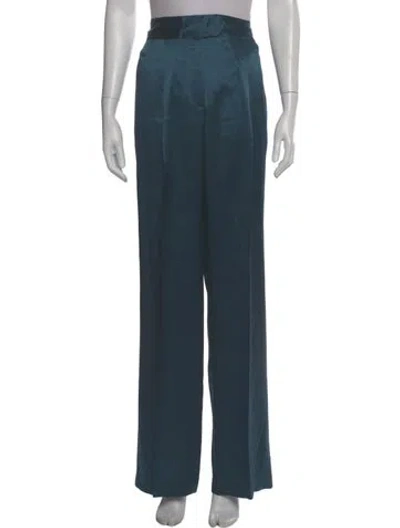 Pre-owned Michelle Mason Silk Wide Leg Pants In Blue