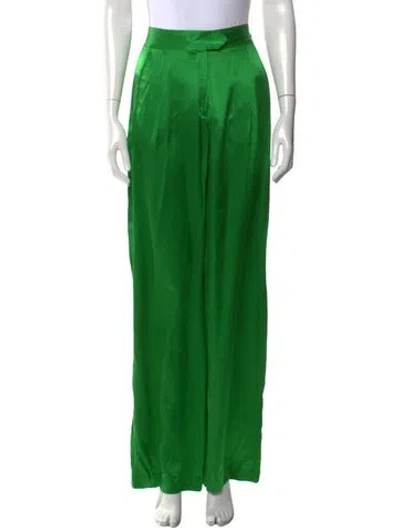 Pre-owned Michelle Mason Silk Wide Leg Pants In Green