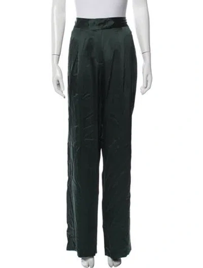 Pre-owned Michelle Mason Silk Wide Leg Pants In Green