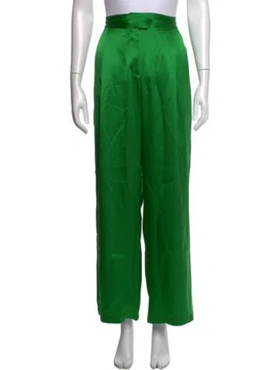 Pre-owned Michelle Mason Silk Wide Leg Pants In Green