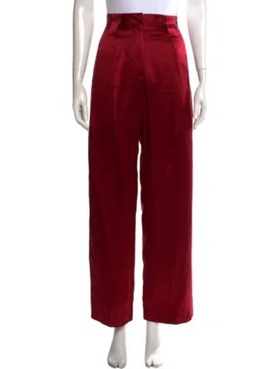 Pre-owned Michelle Mason Silk Wide Leg Pants In Metallic/red