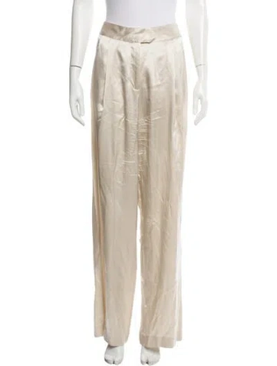 Pre-owned Michelle Mason Silk Wide Leg Pants In Neutral