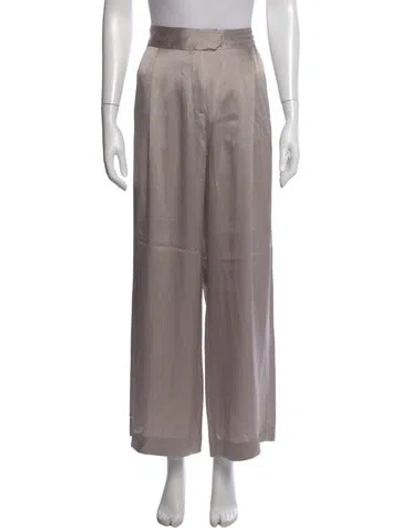Pre-owned Michelle Mason Silk Wide Leg Pants In Neutral