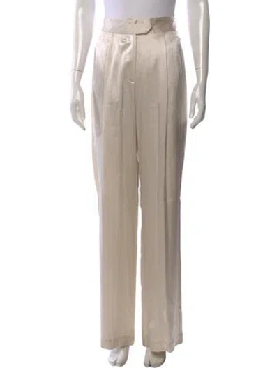 Pre-owned Michelle Mason Silk Wide Leg Pants In Neutral