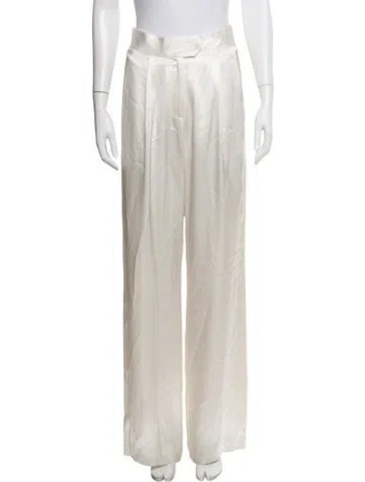 Pre-owned Michelle Mason Silk Wide Leg Pants In Neutral