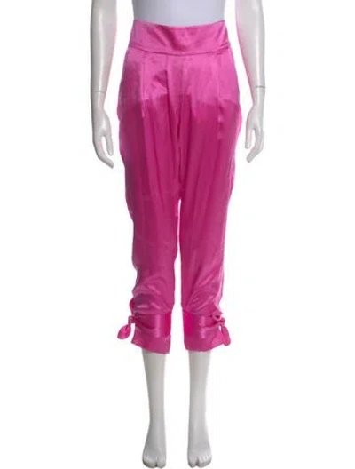 Pre-owned Michelle Mason Silk Wide Leg Pants In Pink