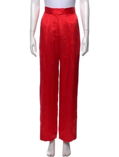 Pre-owned Michelle Mason Silk Wide Leg Pants W/ Tags In Metallic/red