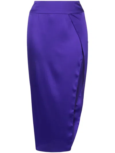 Michelle Mason Silk Wrap Skirt In Purple