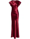 Michelle Mason Sleeveless Bias Gown In Red