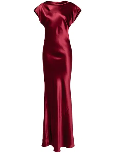 Michelle Mason Sleeveless Bias Gown In Red