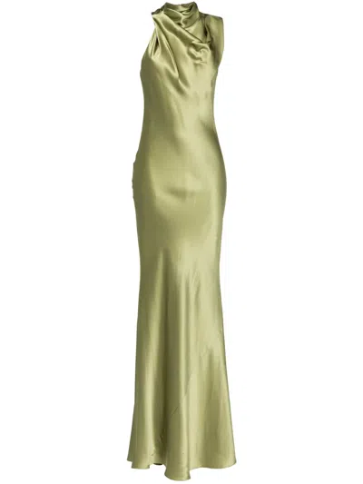 Michelle Mason Sleeveless Silk Dress In Green