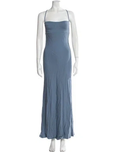 Pre-owned Michelle Mason Square Neckline Long Dress In Blue