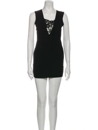 Pre-owned Michelle Mason Square Neckline Mini Dress In Black