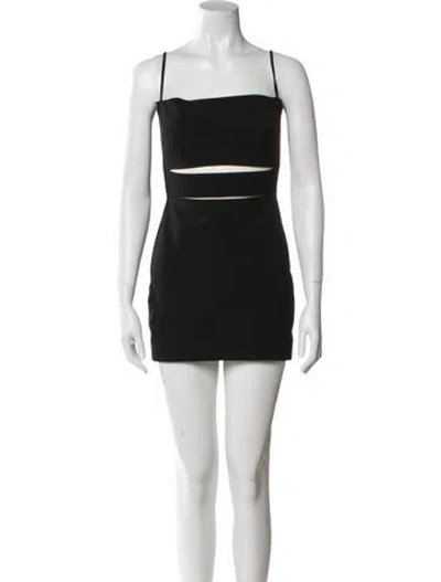 Pre-owned Michelle Mason Square Neckline Mini Dress In Black
